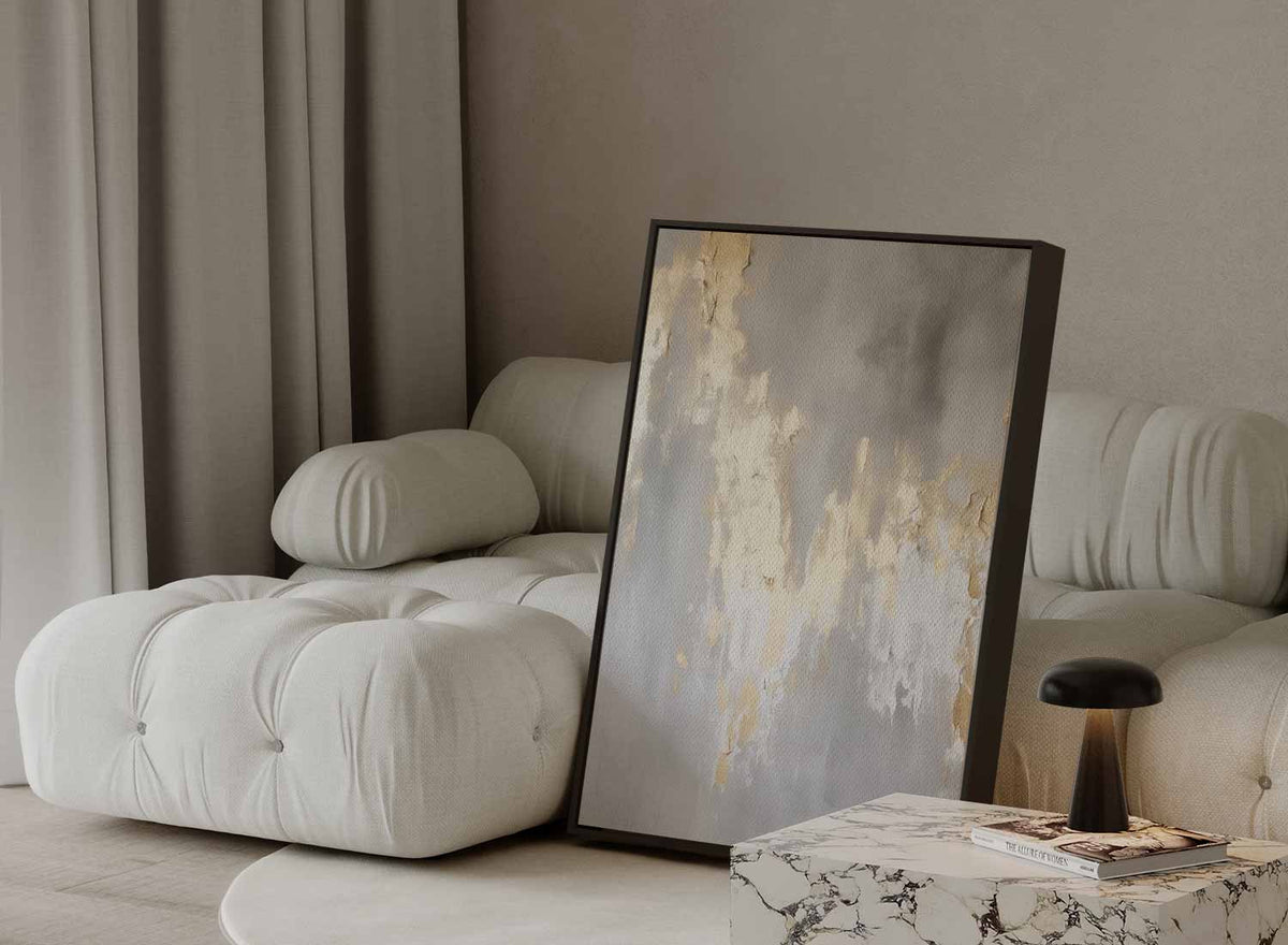Gouden Mist Schilderij – staande wandkunst voor woonkamer of interieur