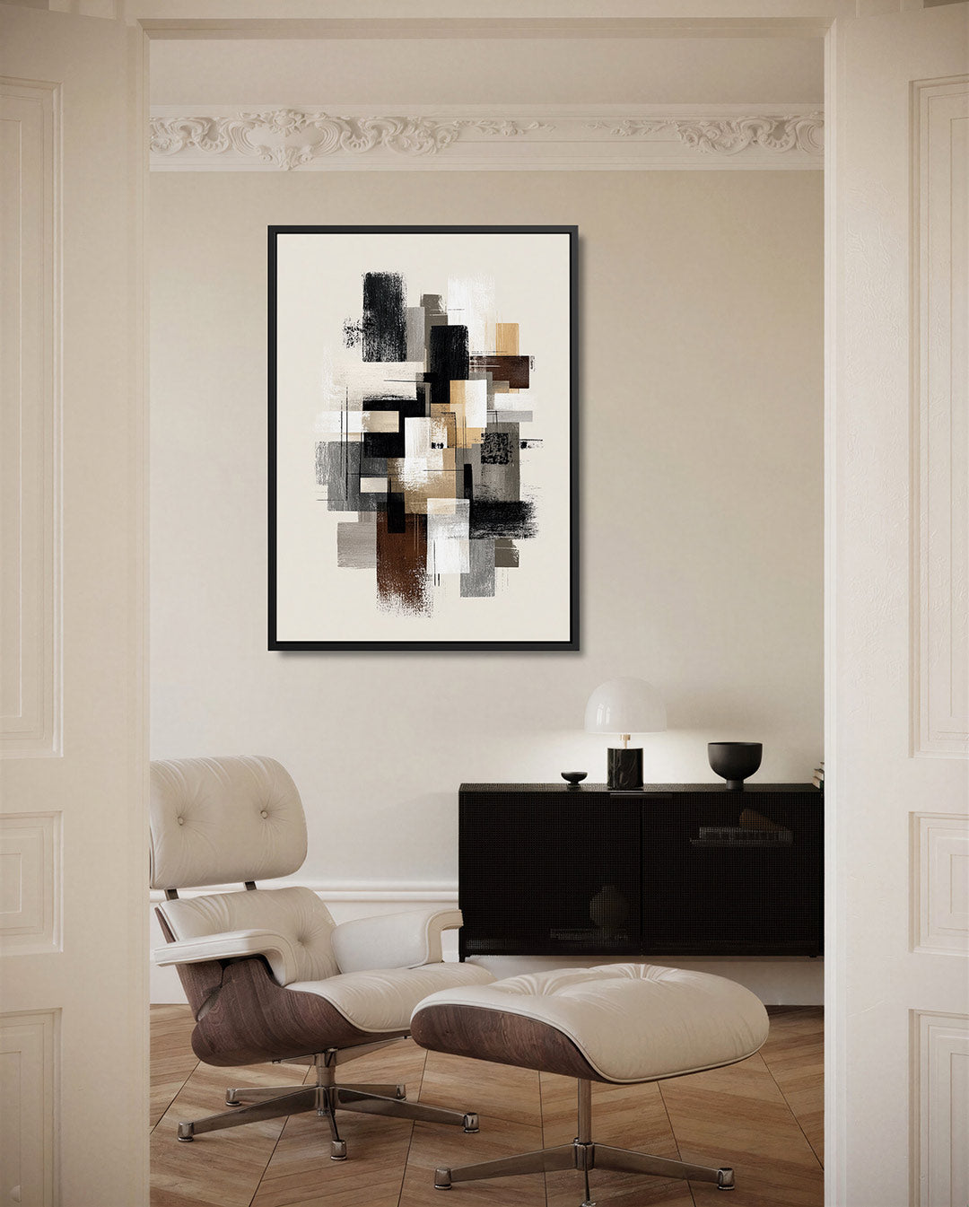 Geometrische compositie – moderne staande wandkunst
