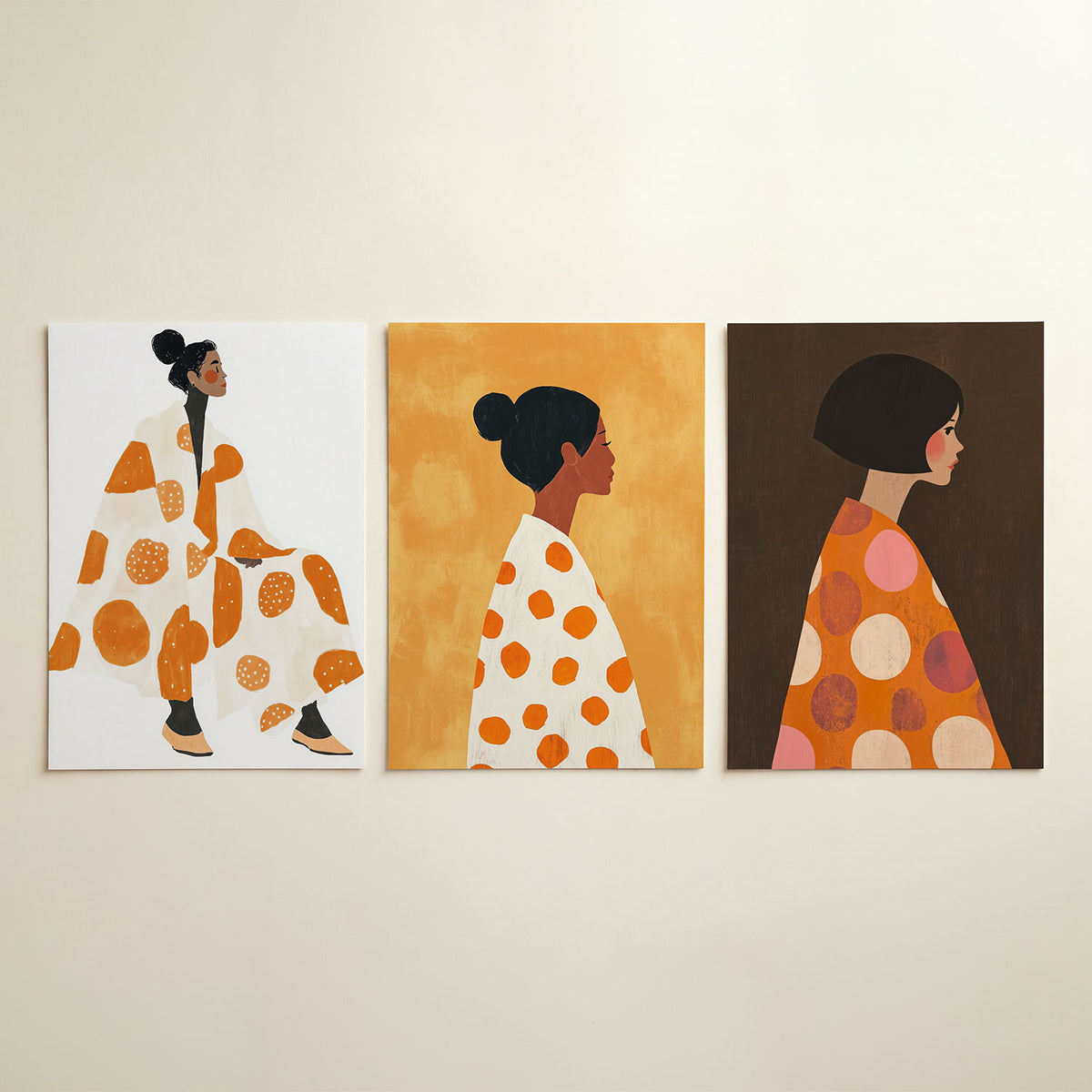 Vlekken en vormen driedelige posterset in interieur