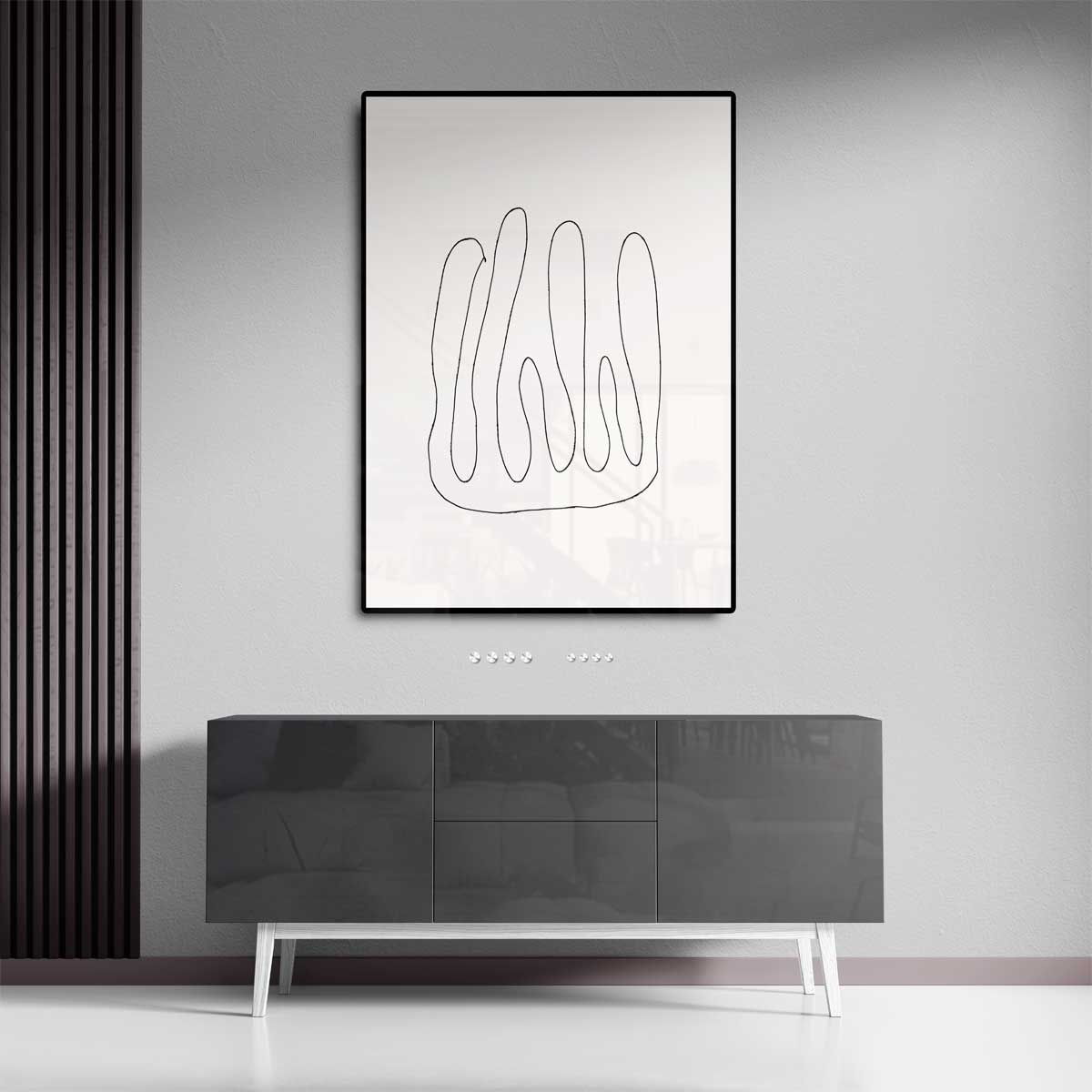 Organische Lijntekening – staand kunstwerk voor modern interieur