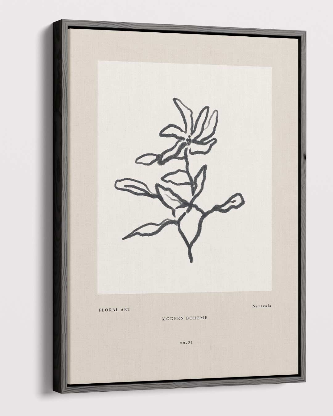 Modern Boheme Bloementekening – canvas wanddecoratie in portret formaat