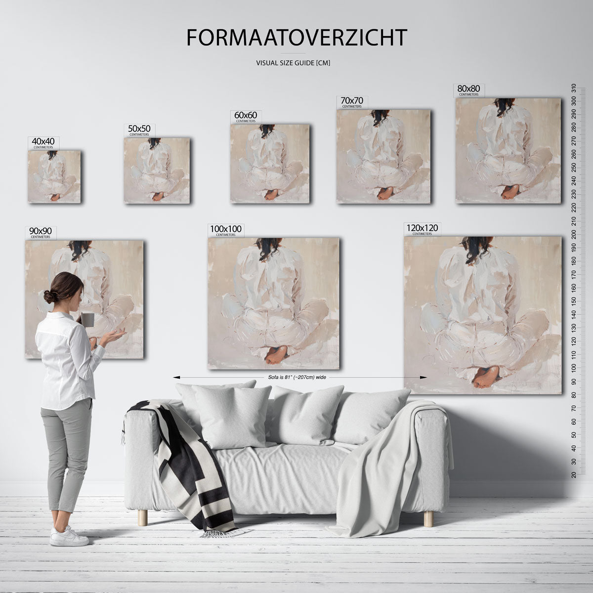 Zittende figuur – vierkante muurposter met kunst en design