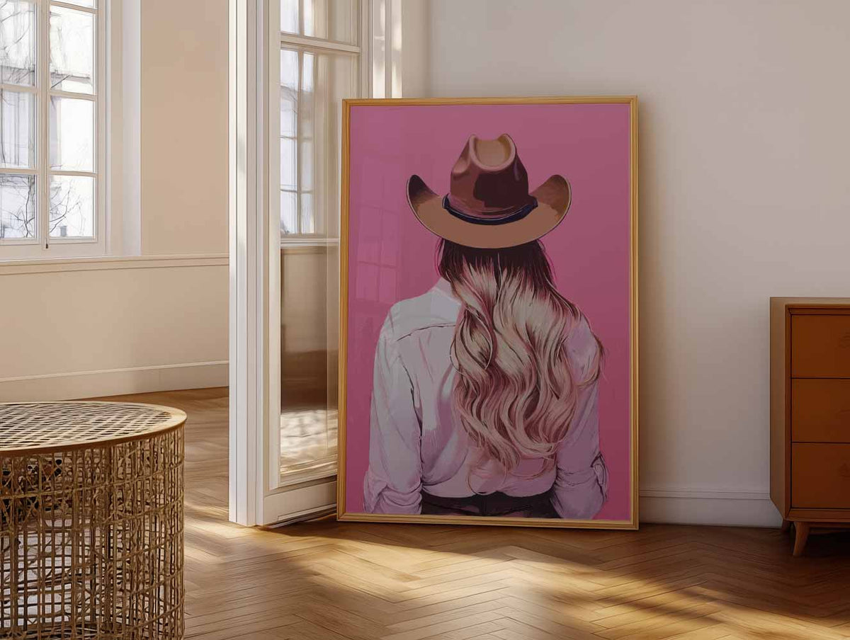 Stijlvolle Cowgirl – vrolijke paasillustratie als portret poster
