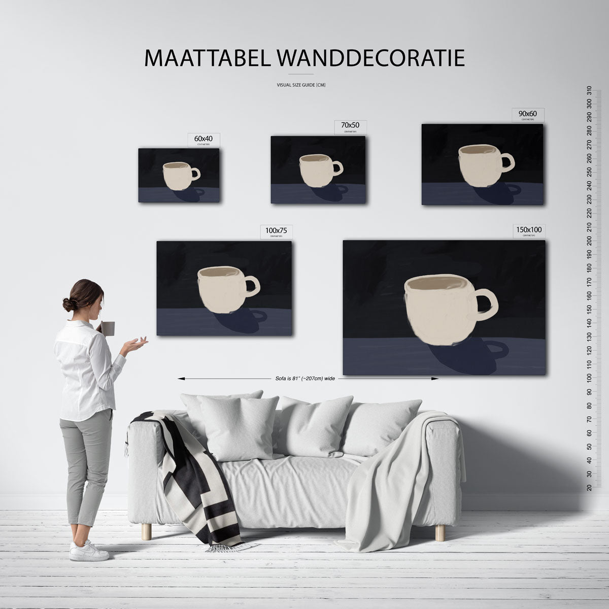 Eenvoudige mok – kunstwerk op canvas, dibond of plexiglas