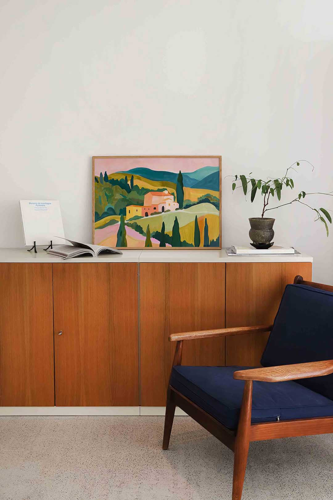 Landschap met huis – moderne landscape wanddecoratie van WallArtistic