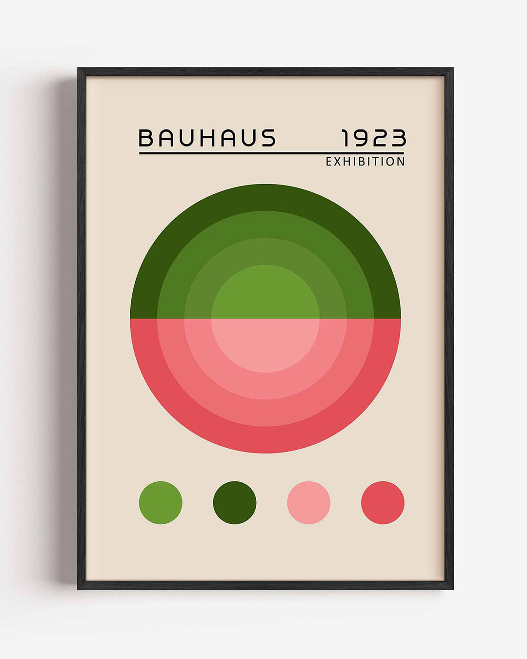 Cirkelvormen en kleuren – staande Bauhaus poster als wanddecoratie
