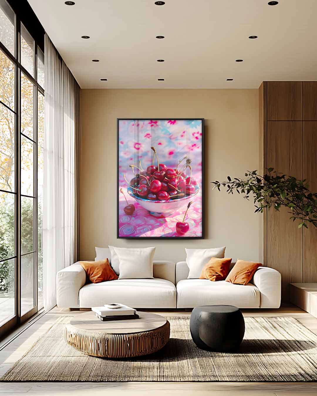 Zomers Kersenfeest – staande wandkunst voor woonkamer of interieur