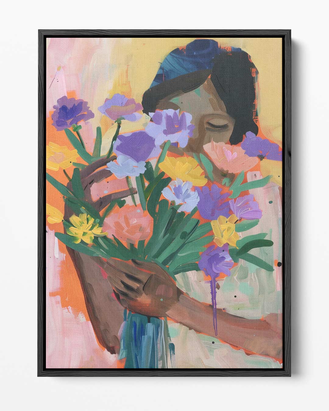 Bloemenliefde – portret kunstwerk als wanddecoratie