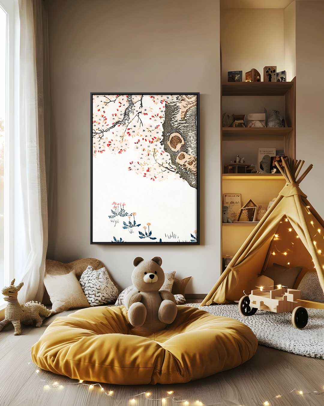 Bloeiende Sakura Print – staand kunstwerk voor modern interieur