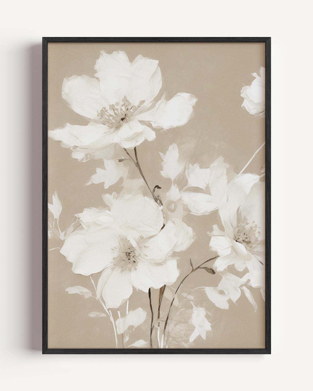 Witte Bloemen – vintage portret poster als wanddecoratie