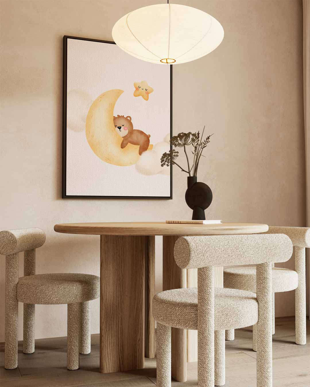 Slapende Beer op de Maan – staand kunstwerk voor modern interieur