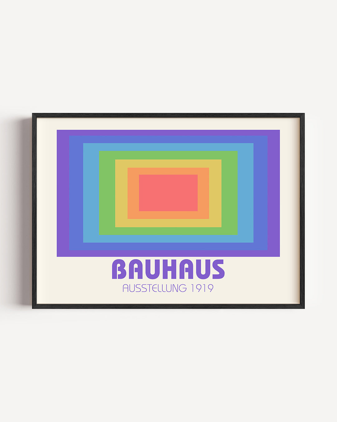 Vorm en kleurvlakken – liggende Bauhaus poster als wanddecoratie