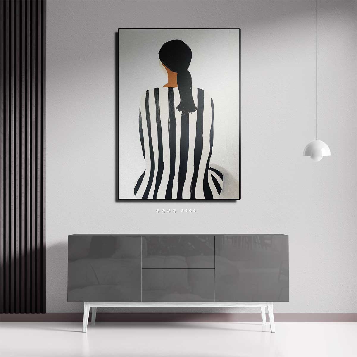 Strepen en Stille – modern portret kunstwerk van WallArtistic