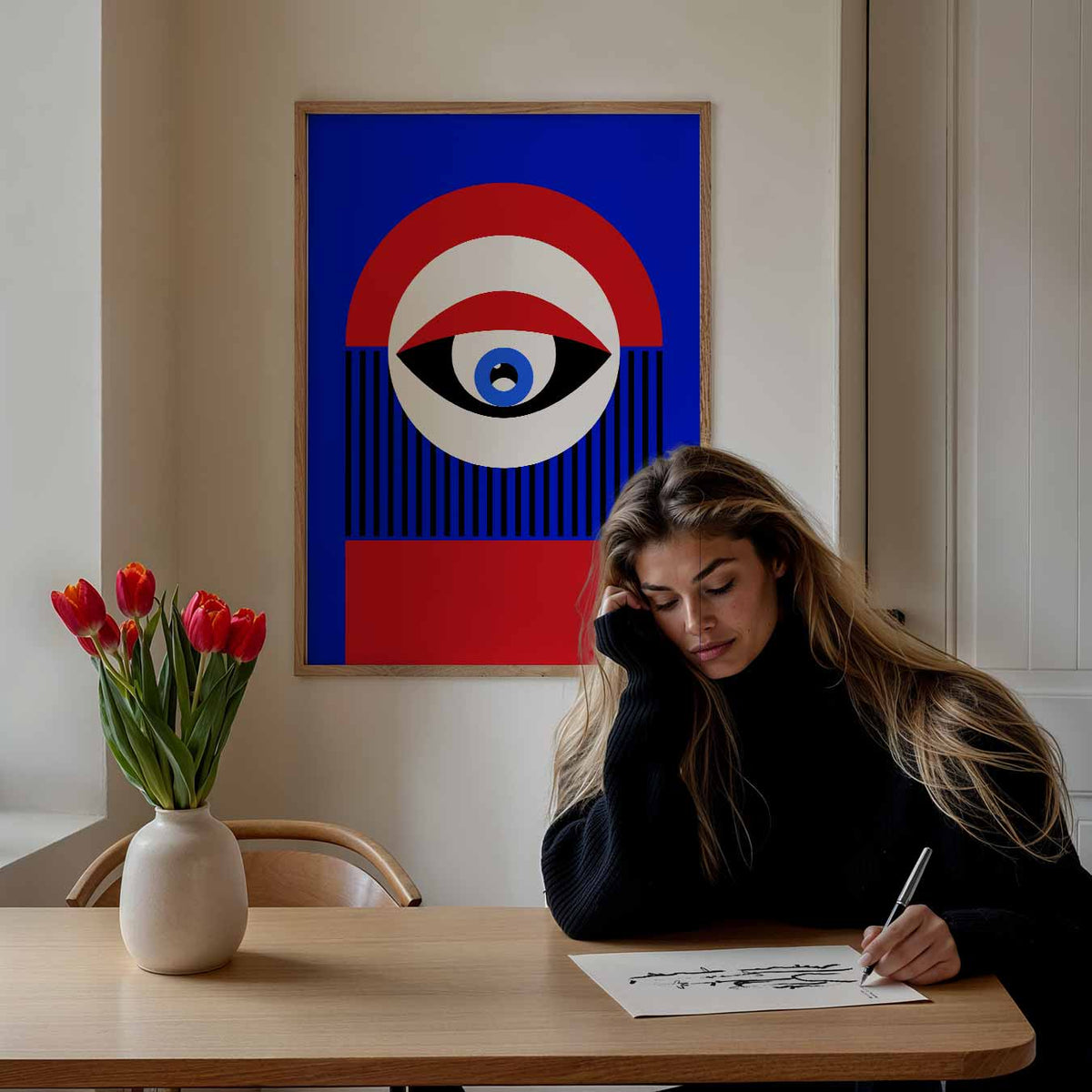 Abstracte Oogkunst – staande dieren wanddecoratie van WallArtistic