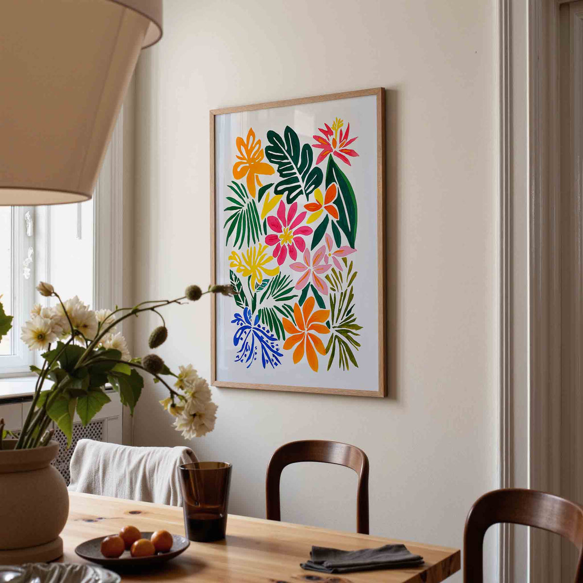 Tropische bloemen – eigentijdse illustratie poster in staand formaat