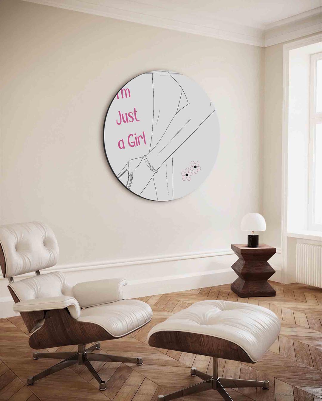 Just a girl – ronde Pop Art wanddecoratie van WallArtistic