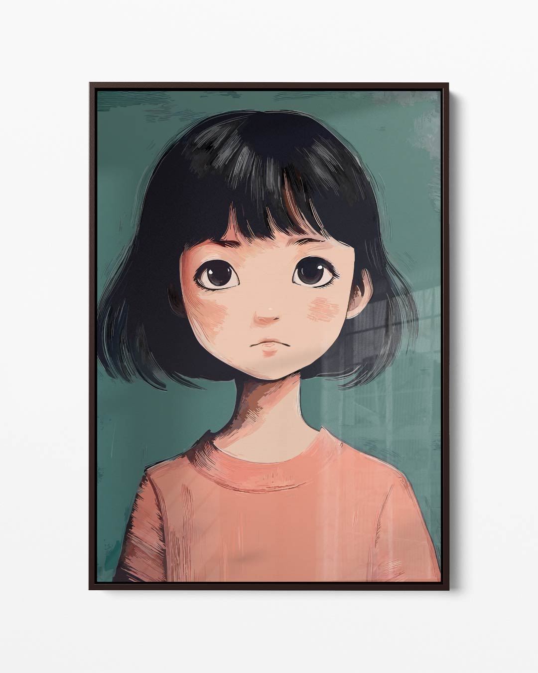 Dromerige Meisje Portret – portret kunstwerk als wanddecoratie