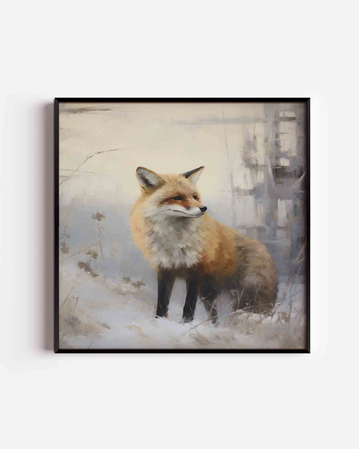 Vos in winterlandschap – kerst vierkante poster als wanddecoratie