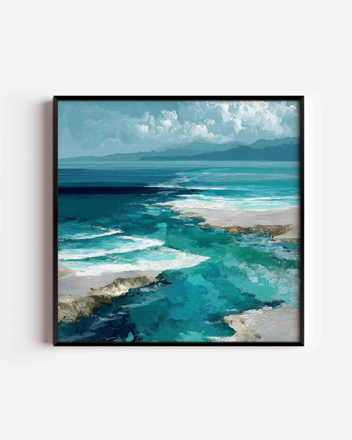 Zee en lucht – abstracte vierkante poster als wanddecoratie