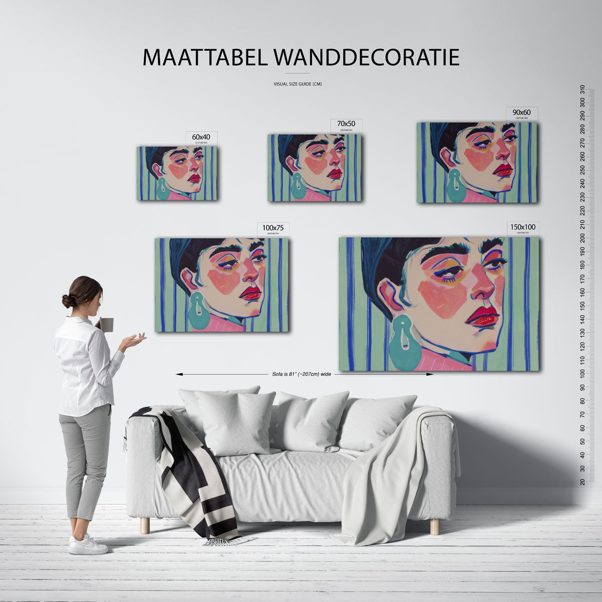 Portret – Liggende wanddecoratie – moderne liggende wanddecoratie