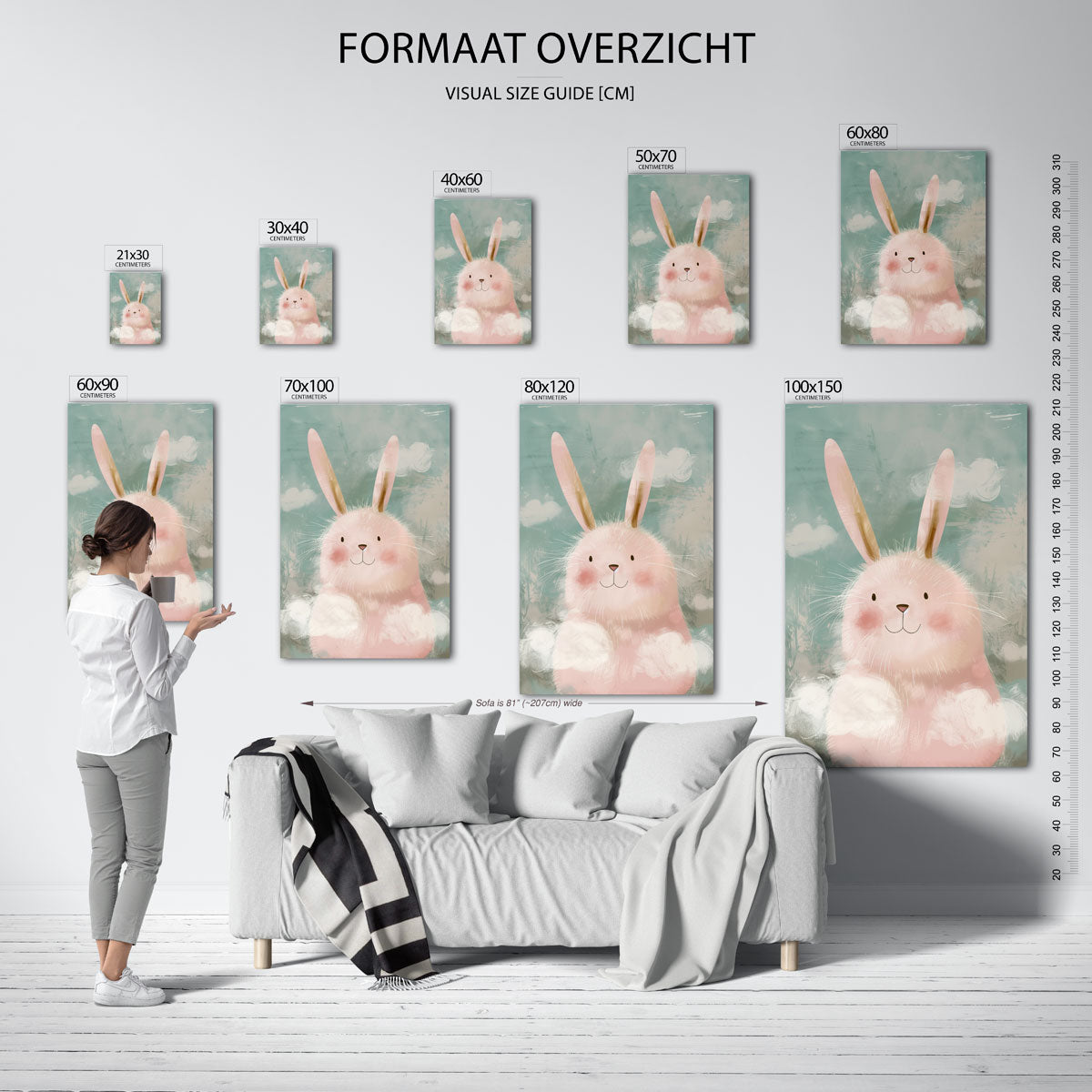 Schattige konijn – staande muurposter voor de kinderkamer