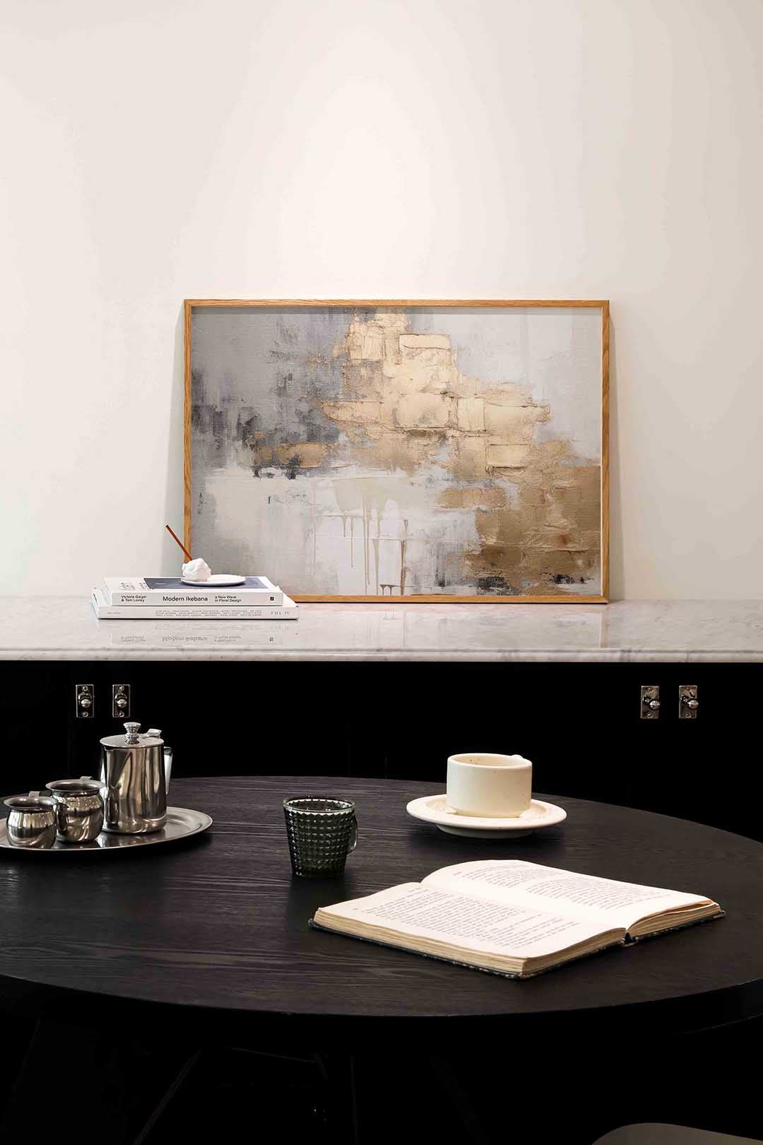 Abstracte beige en grijze textuur – abstracte poster in liggend formaat