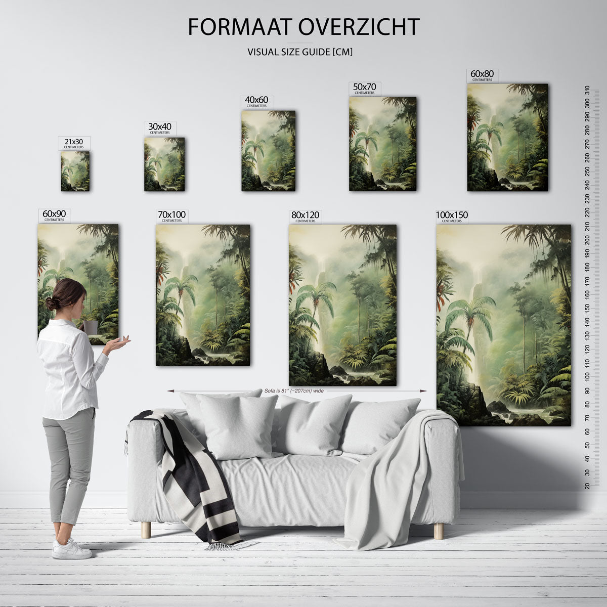 Waterval en jungle – staande muurposter met jungle thema