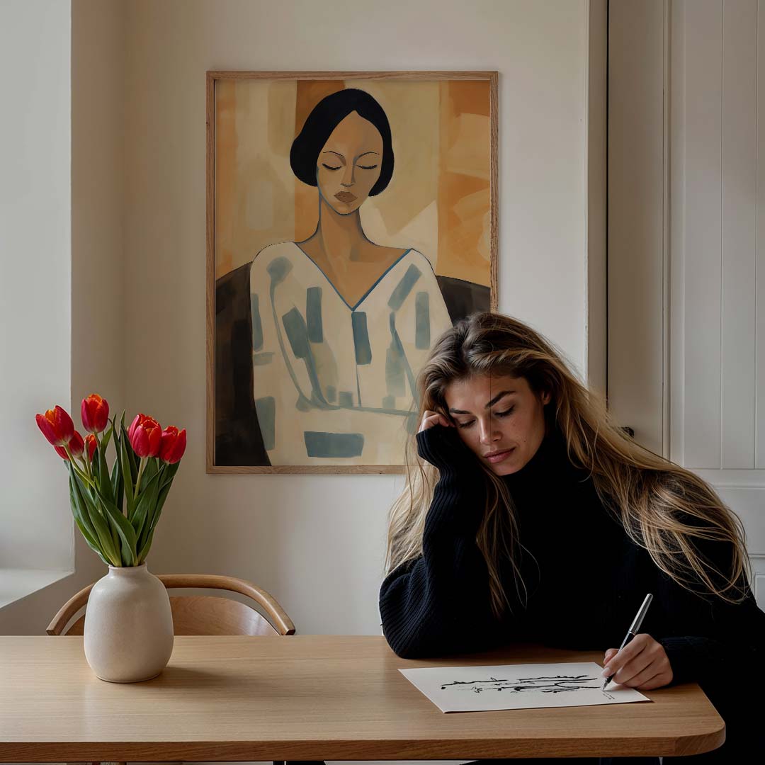 Stijlvolle Portret – staande vrouwelijke wanddecoratie van WallArtistic