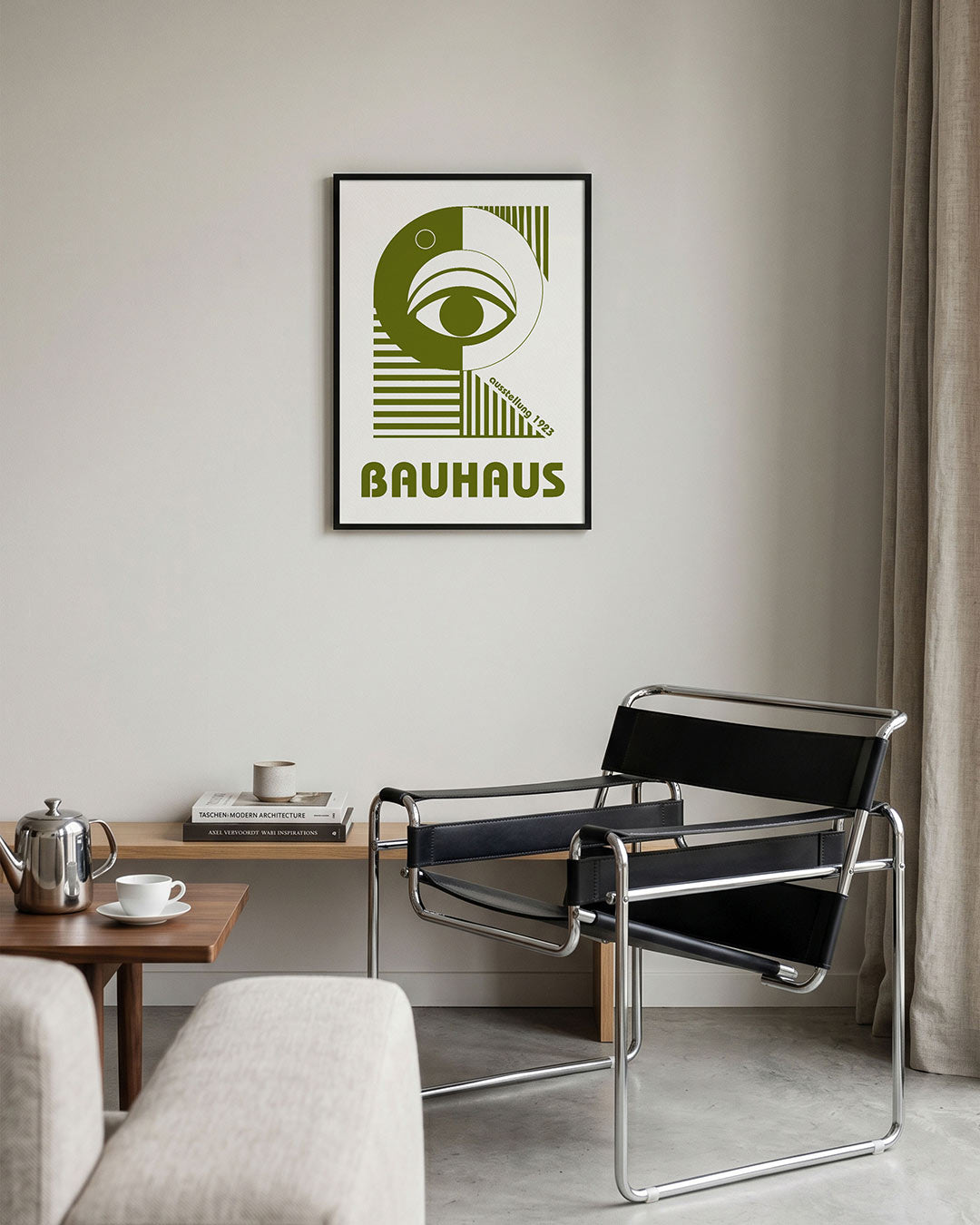 Oog en lijnen – geometrische Bauhaus poster in staand formaat
