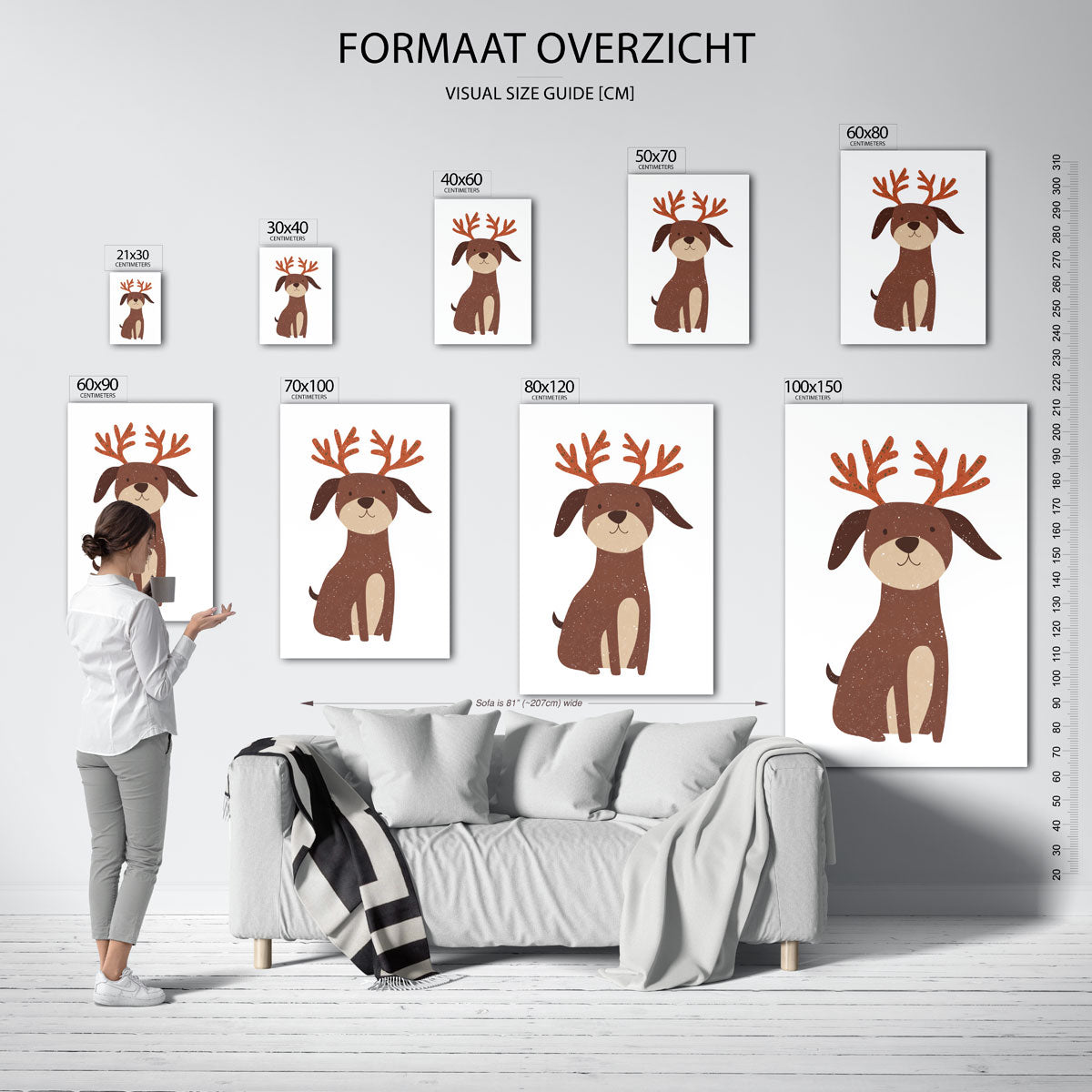 Hond met gewei – staande muurposter voor de kinderkamer