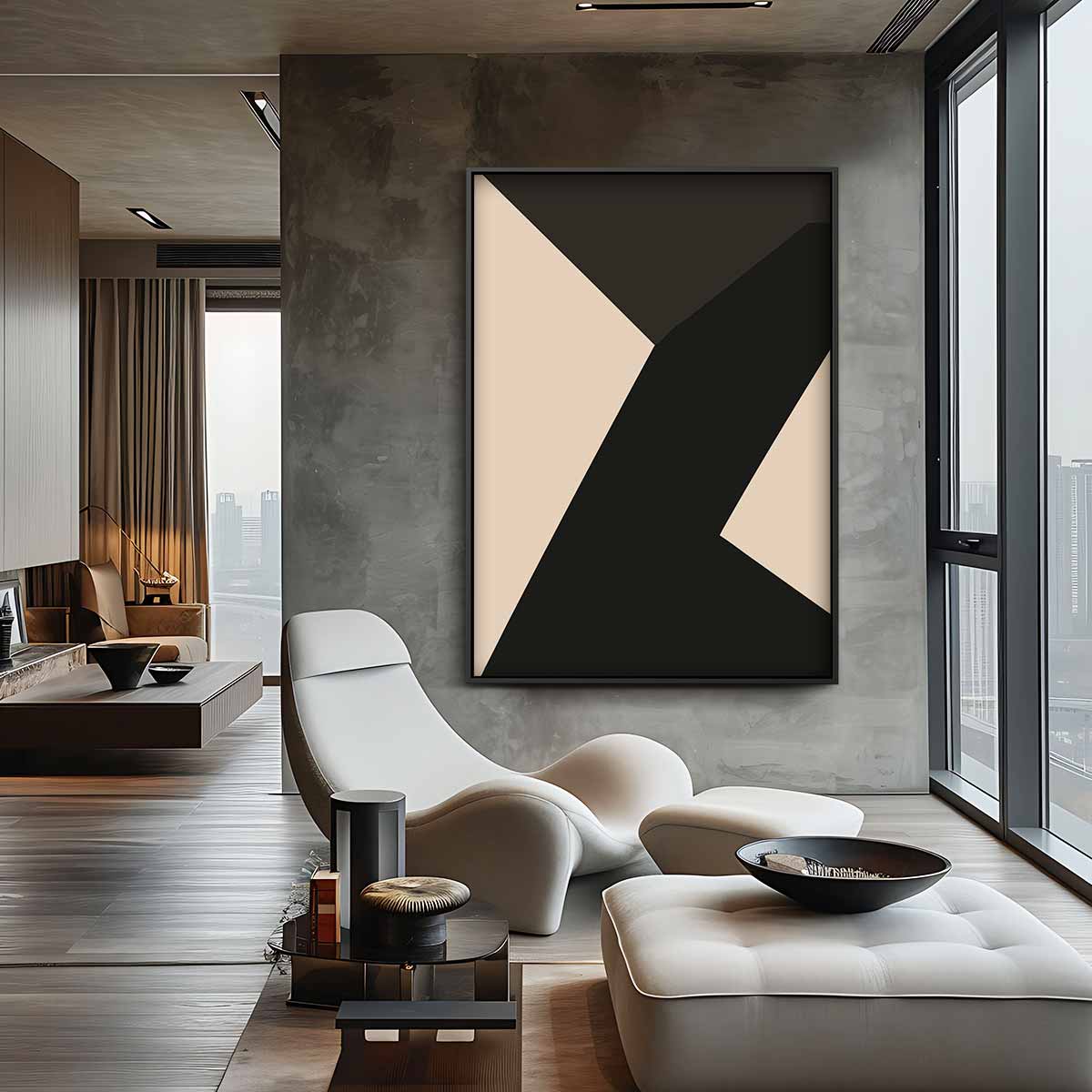 Strakke Elegantie in Abstractie – canvas wanddecoratie in portret formaat