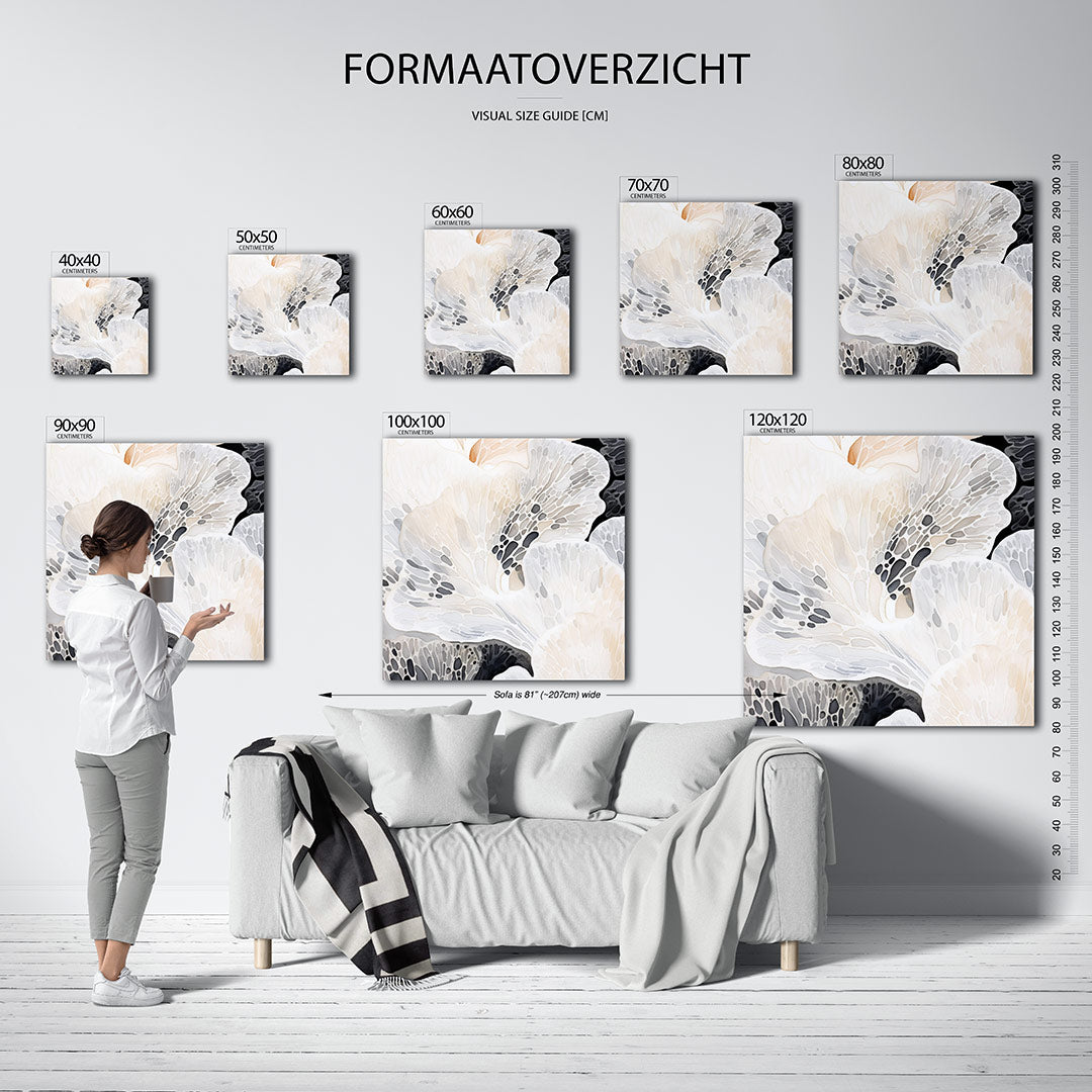 Organische vormen kunstwerk – materiaalweergave – dit werk toont vloeiende, overlappende vormen in zachte tinten. De delicate
