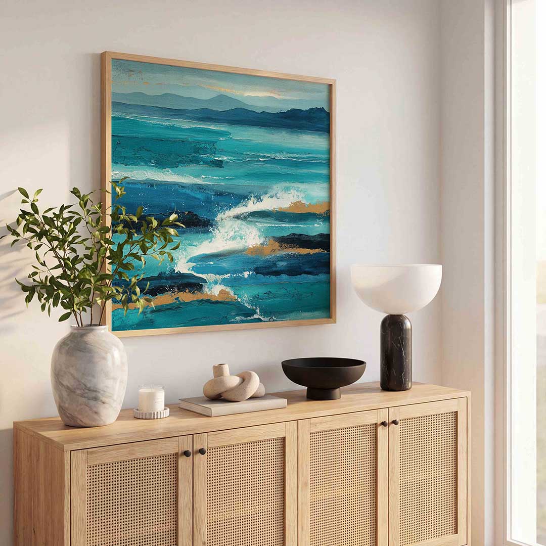 Golven en bergen – abstracte wandkunst als vierkante poster