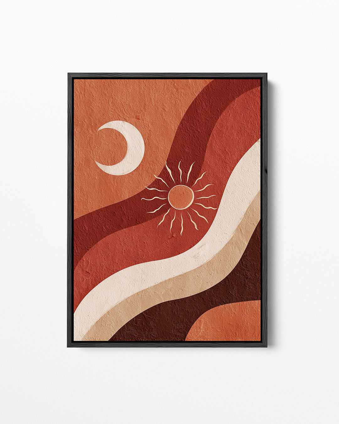 Golvende zon en maan – staand wanddecoratie kunstwerk