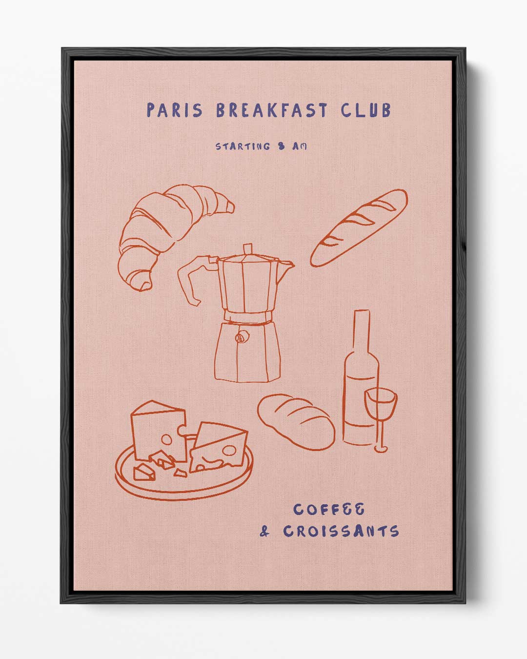 Paris Ontbijtclub Poster – portret kunstwerk als wanddecoratie