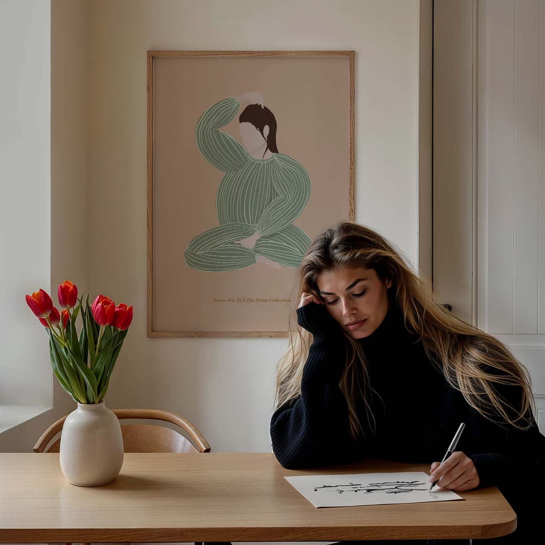 Rustgevende Geïllustreerde Art Print – staande muurposter voor een modern interieur