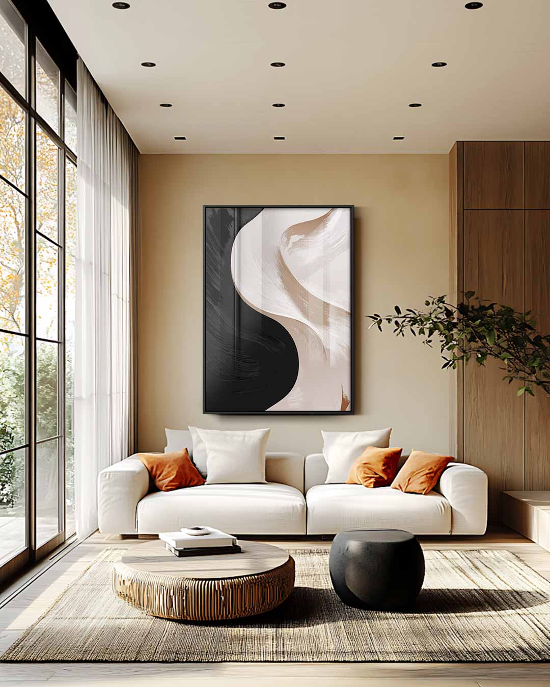 Stijlvolle Abstracte Harmonie – staande wandkunst voor woonkamer of interieur