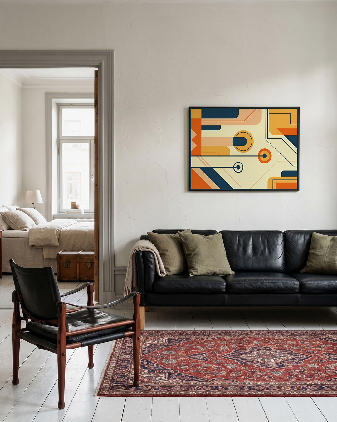 Lijnen en vlakken – geometrische Bauhaus poster in liggend formaat