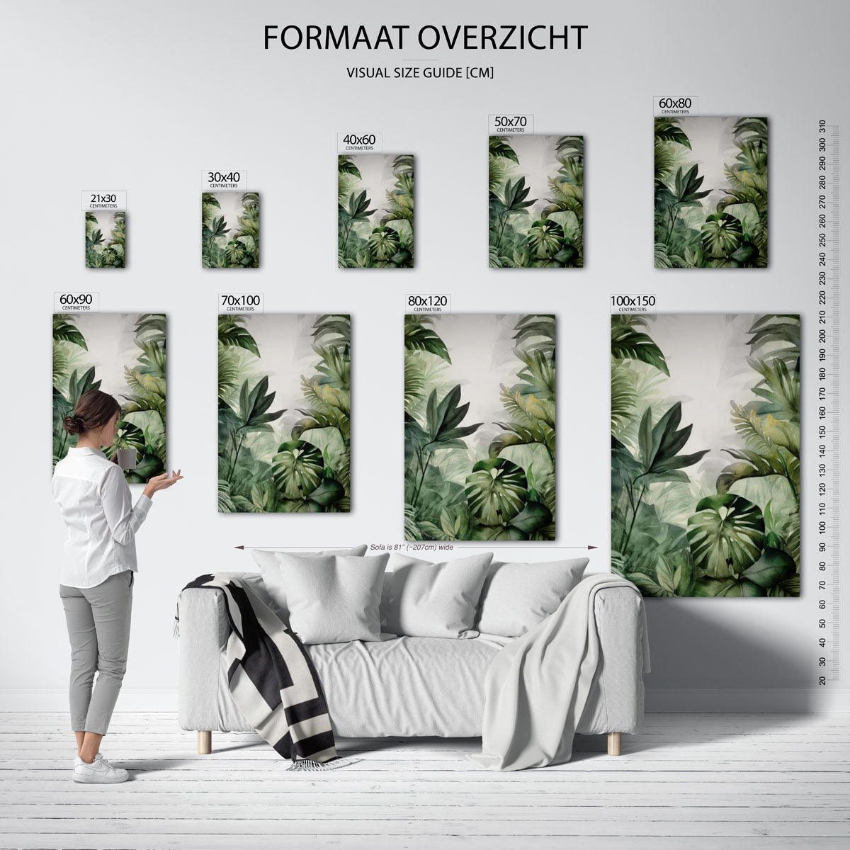 Groene bladeren – staande muurposter met jungle thema