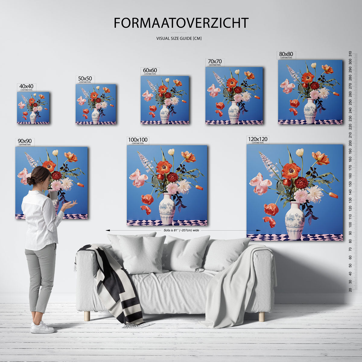 Bloemen in vaas – vierkante muurposter met bloemen