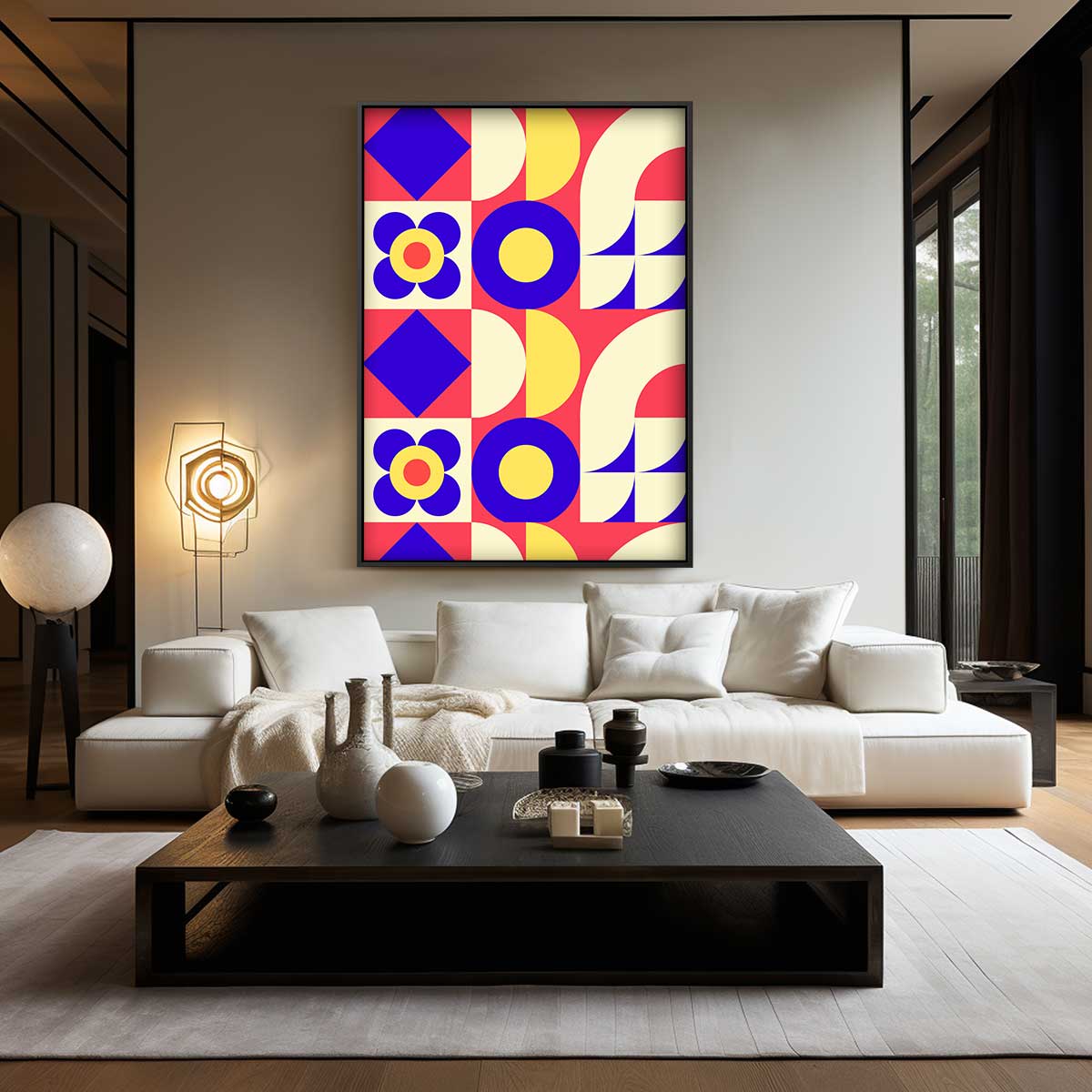 Retro Geometrische Print – modern portret kunstwerk van WallArtistic