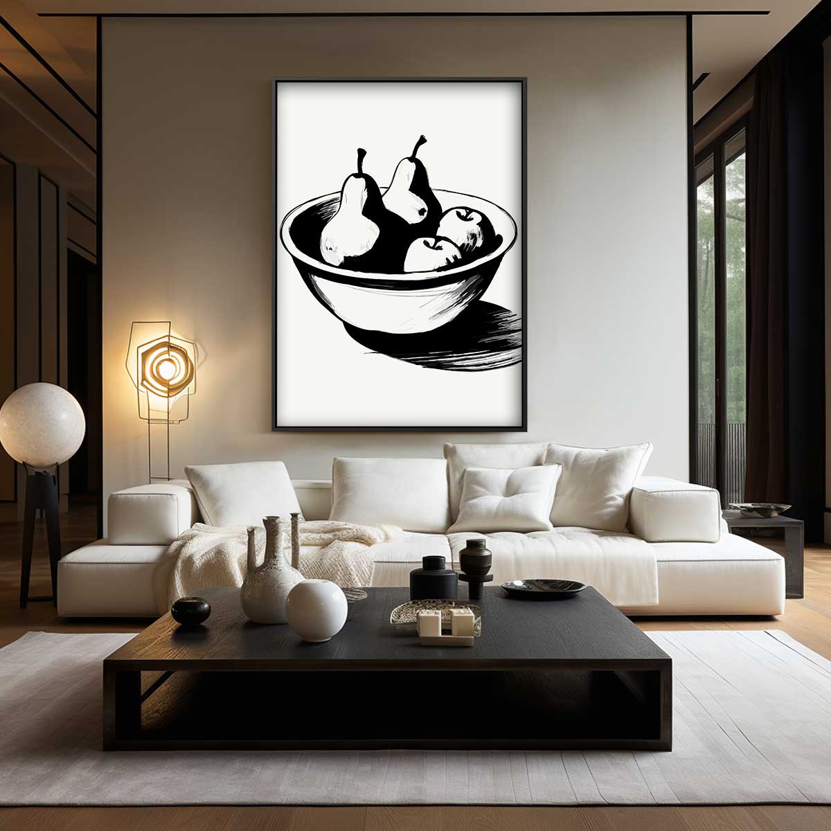 Tijdloze Fruitschaal – kunstwerk met zwarte baklijst