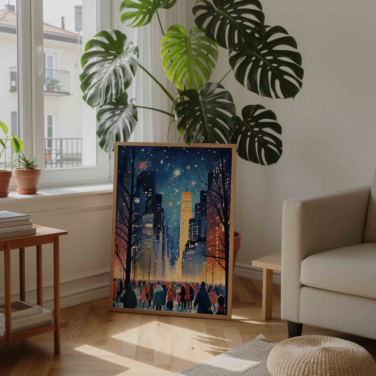 Avondwandeling in de stad – feestelijke wandkunst als portret poster