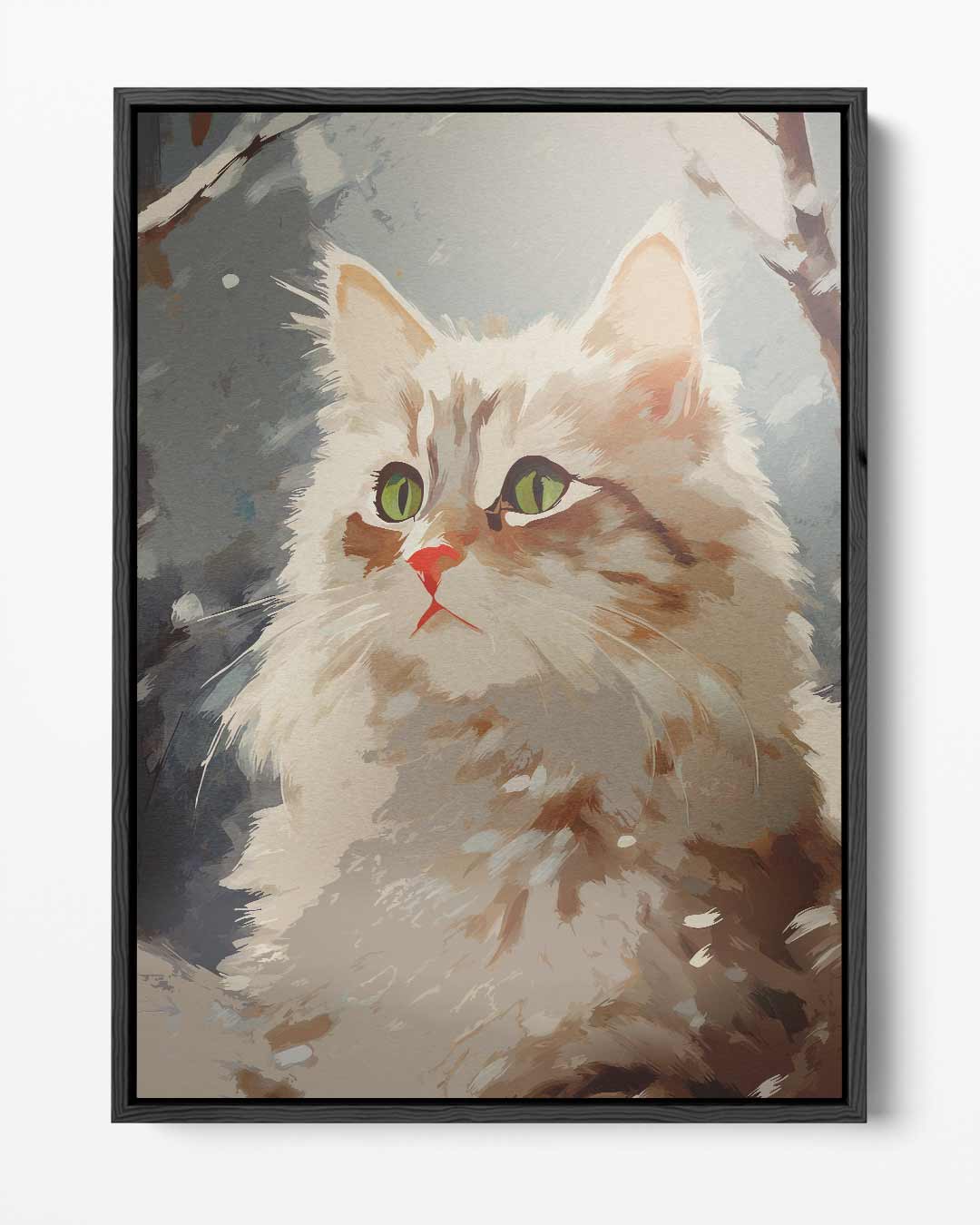 Winterse Kattenblik – portret kunstwerk als wanddecoratie