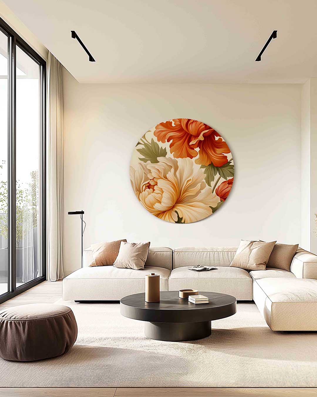 Bloemen en bladeren – safari muurcirkel als ronde wanddecoratie