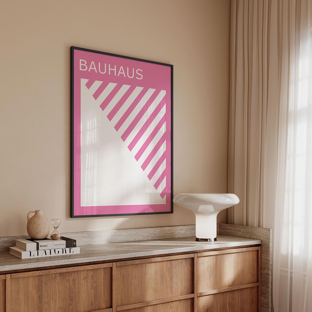 Diagonal lijnen – geometrische Bauhaus poster in staand formaat