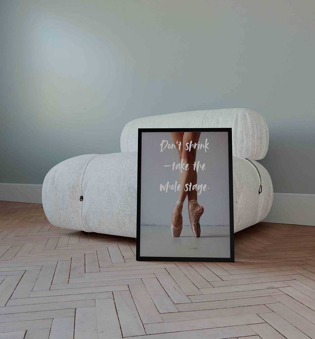 Balletschoenen en tekst – Pop Art wandkunst als portret poster