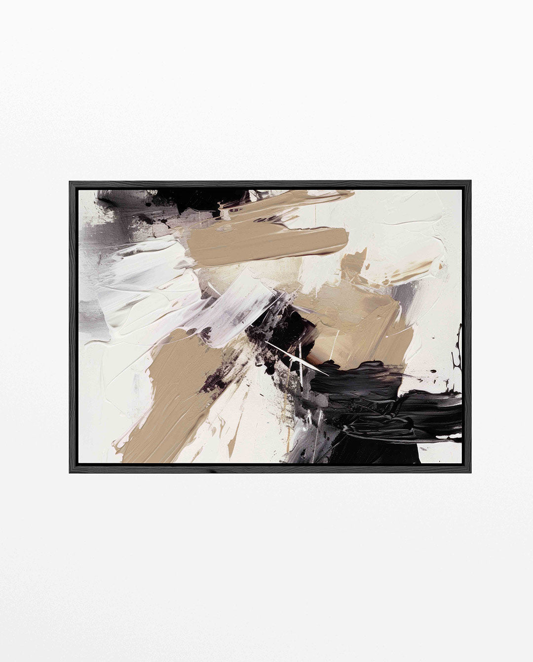 Dynamische penseelstreken – liggend abstract kunstwerk