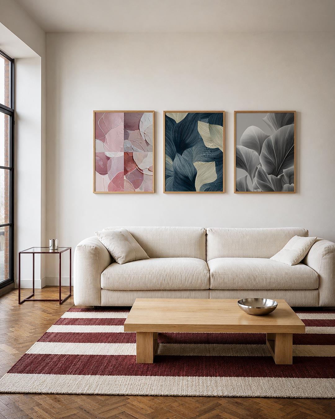 Zachte kleurvlakken driedelige posterset – deze posterset in drie delen toont een spel van ronde
