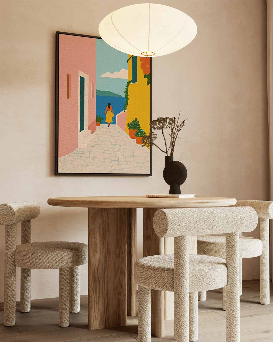 Zonnige Straat aan de Zee – staand kunstwerk voor modern interieur
